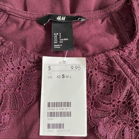 H&m Burgundy Tank w/ Lace - Picture 4 of 6